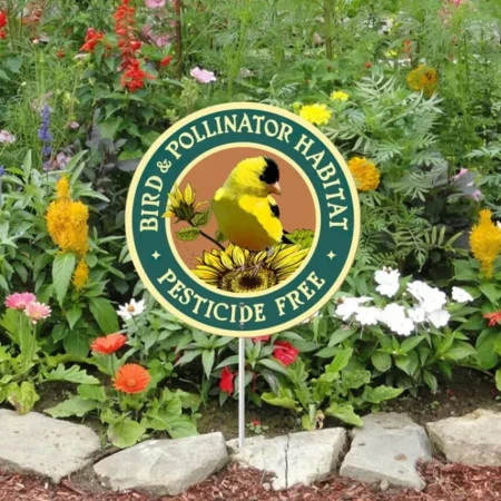 Bird And Pollinator Habitat Metal Garden Art, Metal Garden Sign, Garden Stake Metal Sign