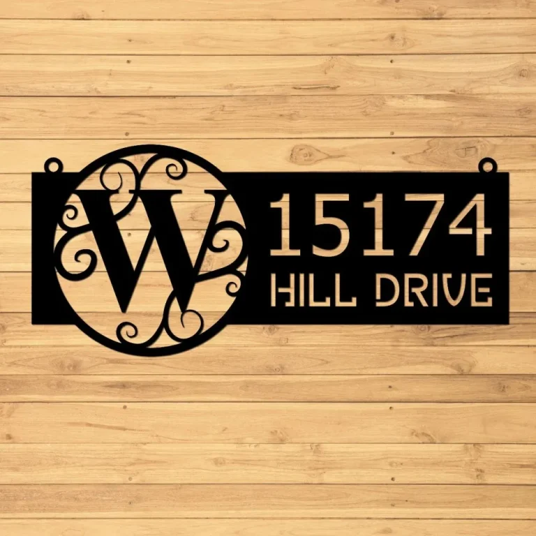 Hanging Address Sign, Metal, Monogram Address Sign For Yard, Address Plaque, Address Sign With Stakes, Hanging Address Sign