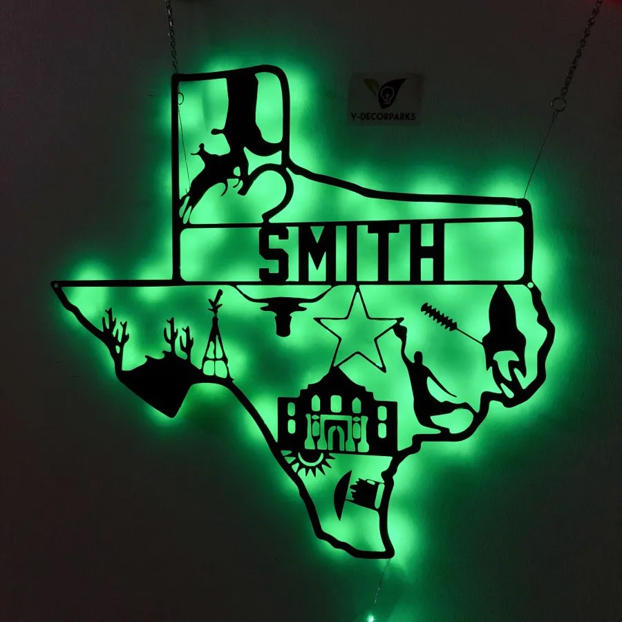 Custom Texas Metal Led Light Decor Light Up Texas Sign Texas Map