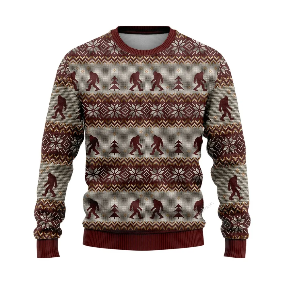 Sasquatch Christmas Ugly Sweater For Men Women, Bigfoot Walking Christmas Ugly Sweater, Holiday Ugly Sweater, Xmas Holiday Crew Neck Sweater | - Bouty Shop