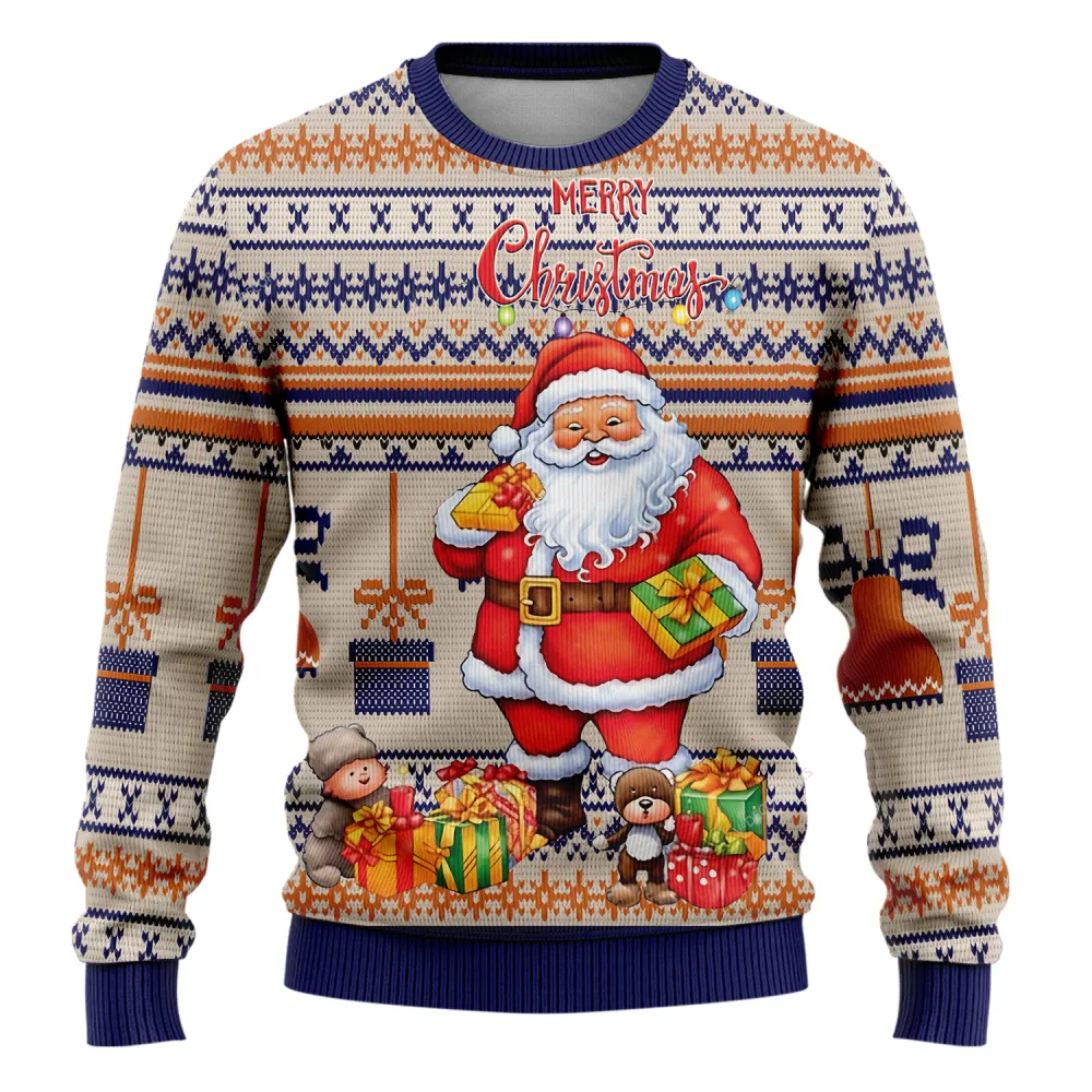 Santa & Christmas Gifts Ugly Sweaters For Men Women, Merry Christmas Holiday Ugly Sweaters, 3d Printed Santa Crewneck Knitted Ugly Sweaters | - Bouty Shop