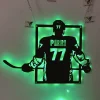 Personalized Ice Hockey Metal Wall Art With LED Lights, Custom Hockey Player Metal Name Sign, Hockey Jersey Metal Wall Led Sign, Gift For Hockey Lover