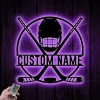 Personalized Ice Hockey Metal Wall Art With LED Lights, Custom Hockey Player Metal Name Sign, Hockey Jersey Metal Wall Led Sign, Gift For Hockey Lover
