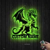 Dragon Metal Wall Art Led Lights Personalized Custom Name Dragon Metal Sign, Dragon Lover Gifts, Boy Room Decor Dragon Lover Gift, Dragon Decor