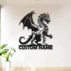 Dragon Metal Wall Art Led Lights Personalized Custom Name Dragon Metal Sign, Dragon Lover Gifts, Boy Room Decor Dragon Lover Gift, Dragon Decor