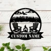 Custom Metal Campfire Sign, Personalized Cabin Sign, Camp Decor, Outdoor Life Lovers Gift, Camp Name Sign, Farmhouse Decor, Lake Scene Campsite