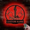 Custom Rock And Roll Music Metal Wall Art, Personalized Rock & Roll Name Sign Rock Hand Guitar, Music Studio Sign Home Decor, Music Room Decor