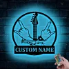 Custom Rock And Roll Music Metal Wall Art, Personalized Rock & Roll Name Sign Rock Hand Guitar, Music Studio Sign Home Decor, Music Room Decor