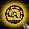 Personalized Biker Name Sign, Custom Mountain Bike Metal Sign, Mountain Bicycle Biking Metal Wall Art, Garage Sign, Garage Decor, Bike Rider Gift