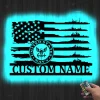 Custom Us Navy Veteran Metal Wall Art Led, Military Gift Personalized Veteran Name Sign Us Navy Ships Metal Wall Art, Navy Ships Metal Sign