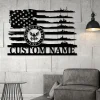 Custom Us Navy Veteran Metal Wall Art Led, Military Gift Personalized Veteran Name Sign Us Navy Ships Metal Wall Art, Navy Ships Metal Sign