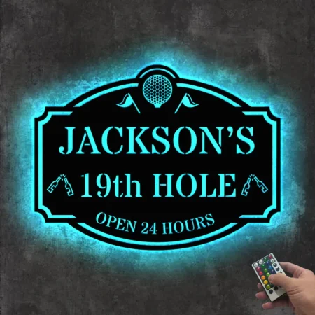 Custom Golfing Metal Wall Art Led Light Personalized Golfer Name Sign Home Decor 19th Hole Golf Club Decoration Golf Gifts For Men Dad Gifts