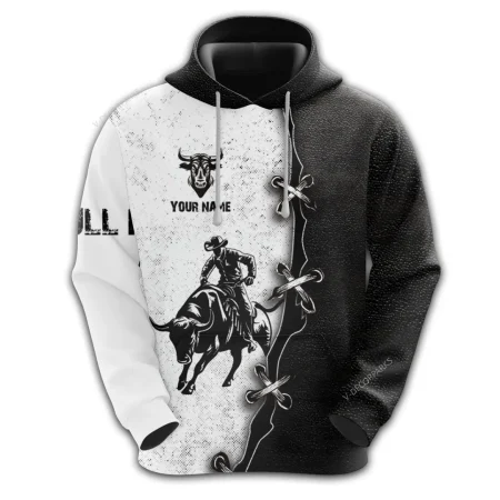 Personalized Name Bull Rider Mens 3d All Over Printed Hoodies, Rodeo Cowboy 3d Pullover Sweatshirt With Pockets, Custom Bull Riding Unisex Hoodie