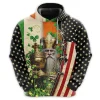 Us Flag Apostle Of Ireland 3d All Over Printed Hoodie, Irish Shamrock Printed Unisex Pullover Hoodie, Patrick's Day Men's Fleece Hooded Sweatshirt