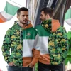 Lucky Green Shamrock 3d All Over Printed Hoodie, Irish Flag Leprechaun Printed Unisex Pullover Hoodie, Patrick's Day Men's Fleece Hooded Sweatshirt