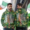 Irish Us Flag Tree Of Life All Over Printed Hoodie, Lucky Green Shamrock Printed Unisex Pullover Hoodie, Patrick's Day Men's Fleece Hooded Sweatshirt