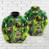 St Patrick Bison Cow All Over Printed Hoodie, Leprechaun Bison Cow Printed Unisex Pullover Hoodie, Happy Patrick's Day Men's Fleece Hooded Sweatshirt