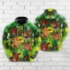 St Patrick Red Angus Cow All Over Printed Hoodie, Lucky Shamrock 3d Printed Unisex Pullover Hoodie, Happy Patrick's Day Men's Fleece Hooded Sweatshirt