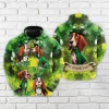 Saint Patrick Beagle Dog All Over Printed Hoodie For Men, Irish Shamrock Printed Unisex Pullover Hoodie, Patrick's Day Men's Fleece Hooded Sweatshirt