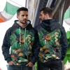 Leprechaun Playing Guitar 3d All Over Printed Hoodie, Irish Shamrock Print Unisex Pullover Hoodie, Happy Patrick's Day Men's Fleece Hooded Sweatshirt