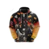 Horror Movie Characters 3d All Over Printed Hoodie, Halloween Characters Men's Fleece Hooded Sweatshirt, Halloween Night Unisex Casual Pullover Hoodie