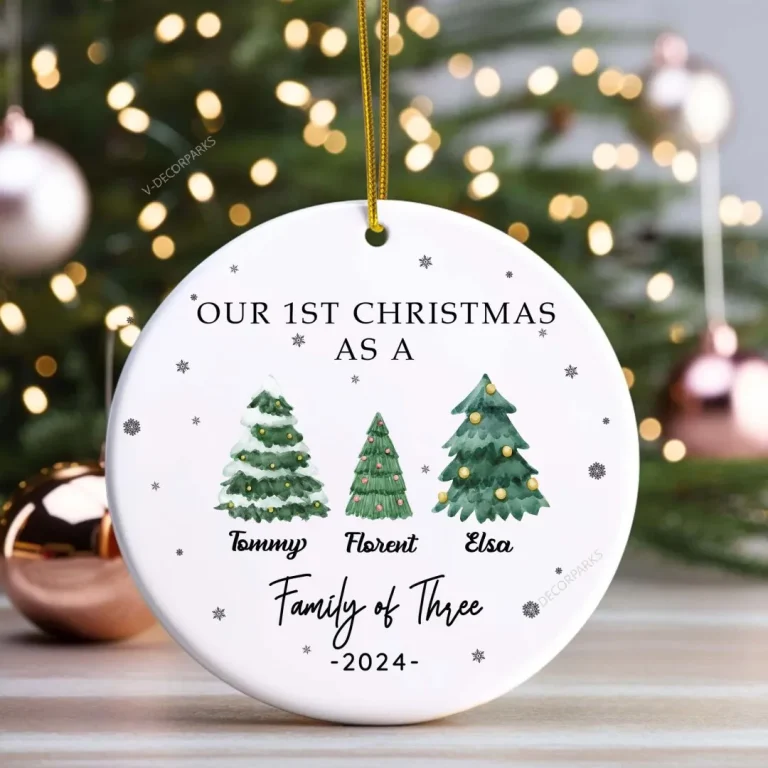 Our First Christmas As A Family Ornament, Custom First Christmas As Family Of 3,4,5,6,7,8 Members Ornament, Newlywed Christmas Gift, New Home Ornament Gift