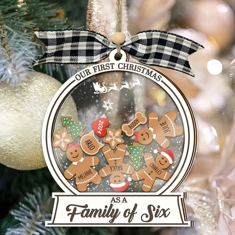 Custom Our First Christmas As A Family Ornament, Family Of Three, Family Of Six Baby's First Christmas Ornament Custom Family Name Ornament