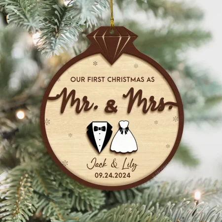 Custom Our First Christmas Married Ornament, First Christmas As Mr & Mrs Ornament, Newlywed Christmas Gift, Wedding Gift, Mr Mrs Ornament