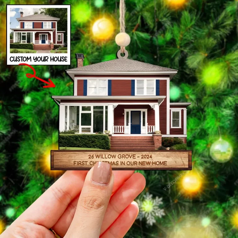 Custom House Ornament Christmas, Personalized House Photo Ornament, Picture Acrylic Ornament, Photo Christmas Ornament, Xmas Gift For Family