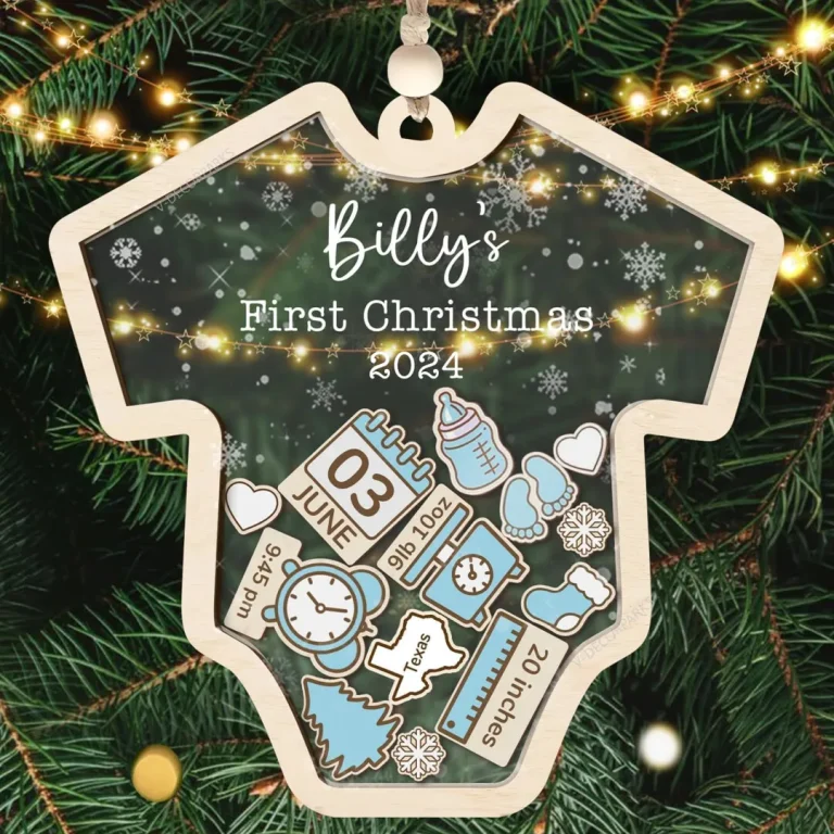 Custom Baby's First Christmas Ornament 2024, Personalized Baby 1st Christmas Ornament, Custom New Baby Gift, 4d Shake Babies Ornament, Baby Shower