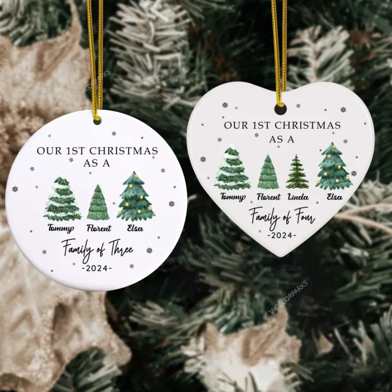 Our First Christmas As A Family Ornament, Custom First Christmas As Family Of 3,4,5,6,7,8 Members Ornament, Newlywed Christmas Gift, New Home Ornament Gift