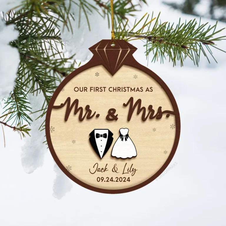 Custom Our First Christmas Married Ornament, First Christmas As Mr & Mrs Ornament, Newlywed Christmas Gift, Wedding Gift, Mr Mrs Ornament