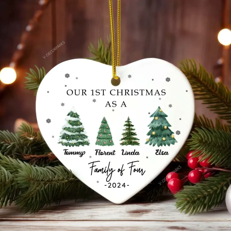 Our First Christmas As A Family Ornament, Custom First Christmas As Family Of 3,4,5,6,7,8 Members Ornament, Newlywed Christmas Gift, New Home Ornament Gift