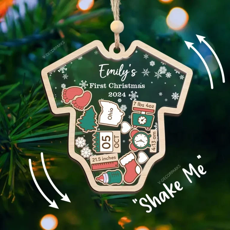 Custom Baby's First Christmas Ornament 2024, Personalized Baby 1st Christmas Ornament, Custom New Baby Gift, 4d Shake Babies Ornament, Baby Shower