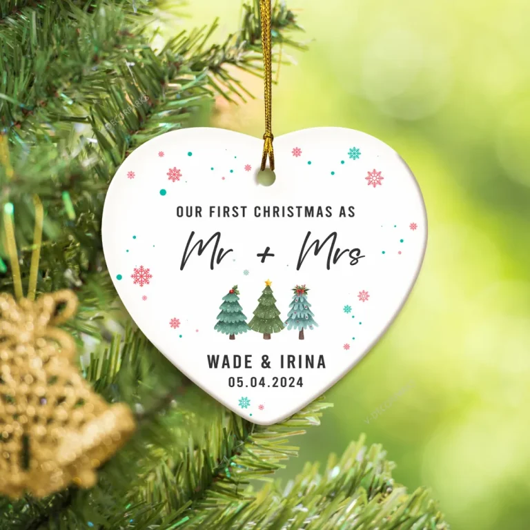 Custom Our First Christmas As Mr & Mrs Ornament, Newlywed Christmas Gift 2024, Wedding Gift, Mr Mrs Ornament, Couple Gift, Wedding Gift Ornament