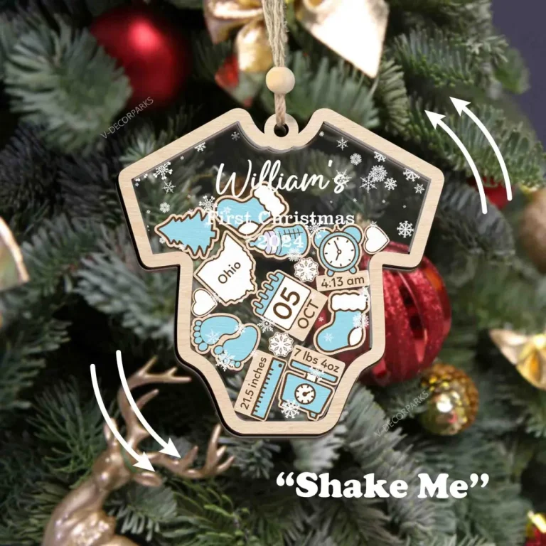 Custom Baby's First Christmas Ornament 2024, Personalized Baby 1st Christmas Ornament, Custom New Baby Gift, 4d Shake Babies Ornament, Baby First Xmas Gifts