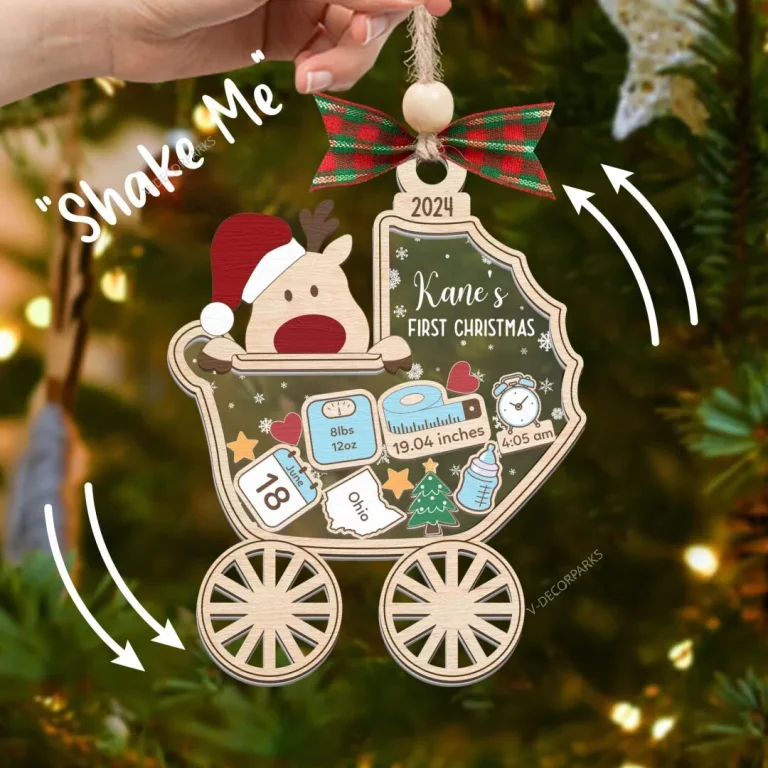 Customized Baby's First Christmas Ornament 2024, Baby 1st Christmas Ornament, Custom Newborn Gift, 4d Shake Babies Ornament, Baby Name Xmas Keepsake