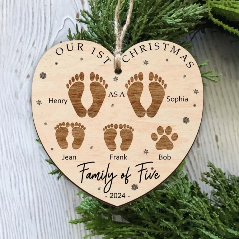 Custom Our First Christmas As A Family Ornament, Family Of Four Christmas Ornament, Baby's First Christmas Ornament, Family Name Ornament