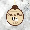 Custom Our First Christmas Married Ornament, First Christmas As Mr & Mrs Ornament, Newlywed Christmas Gift, Wedding Gift, Mr Mrs Ornament