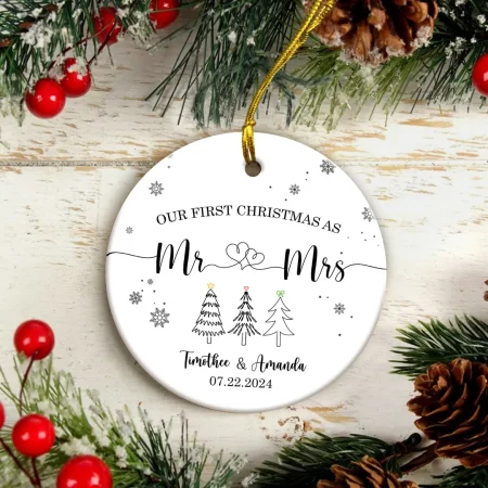 First Christmas As Mr & Mrs Ornament, First Christmas Married Ornament, Married Ornament, Wedding Gift, Newlywed Gift, Wedding Date Ornament