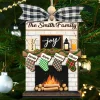 Personalized Family Stocking Fireplace Christmas Ornament, Custom Family Name Christmas Ornament, Custom Stocking Family Fireplace Ornament,