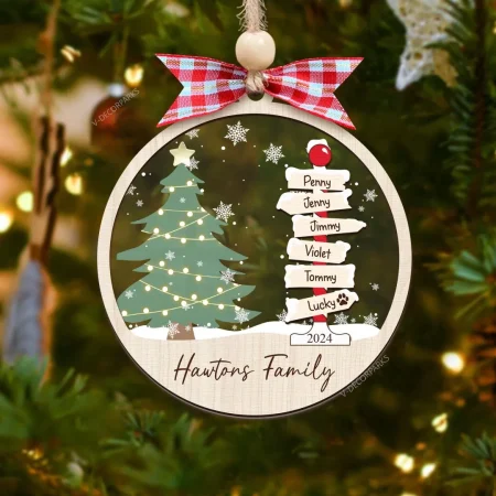 Personalized Family Name Christmas Tree Ornaments, Family Name Ornament, Christmas Tree Ornament With Family Names 2024, Ornaments For Christmas 2024