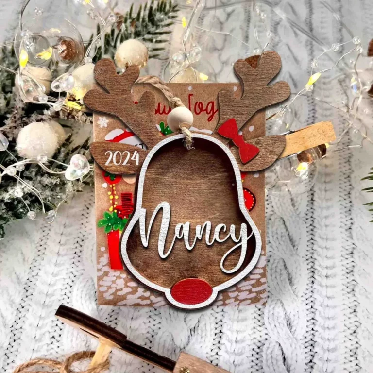 Personalized Reindeer 2024 Ornament, Personalized Rudolph Wooden Ornaments, Custom Reindeer Family Ornaments, Stocking Tags Gift, Gift Tags