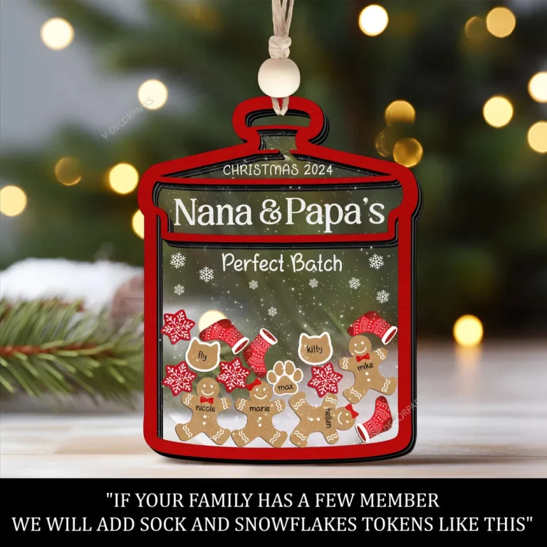 Personalized Gingerbread Family Ornament, Custom Family Name Christmas Ornament 2024, 4d Shake Customized Cookie Gingerbread Family Ornament Gift