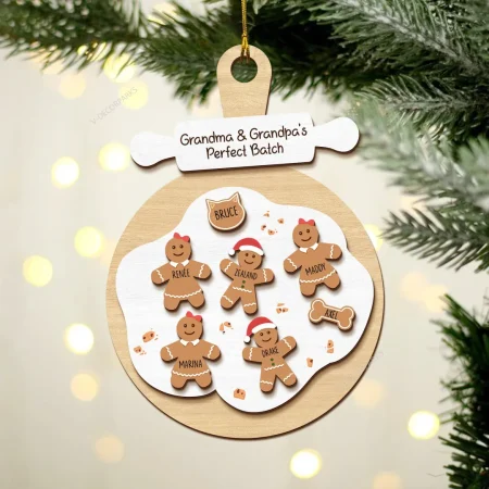 Customized Gingerbread Family Christmas Ornament, Grandma & Grandpa's Perfect Batch Ornament, Custom Family Ornament, Grandparents Ornament