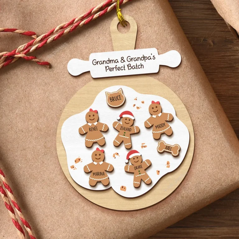 Customized Gingerbread Family Christmas Ornament, Grandma & Grandpa's Perfect Batch Ornament, Custom Family Ornament, Grandparents Ornament