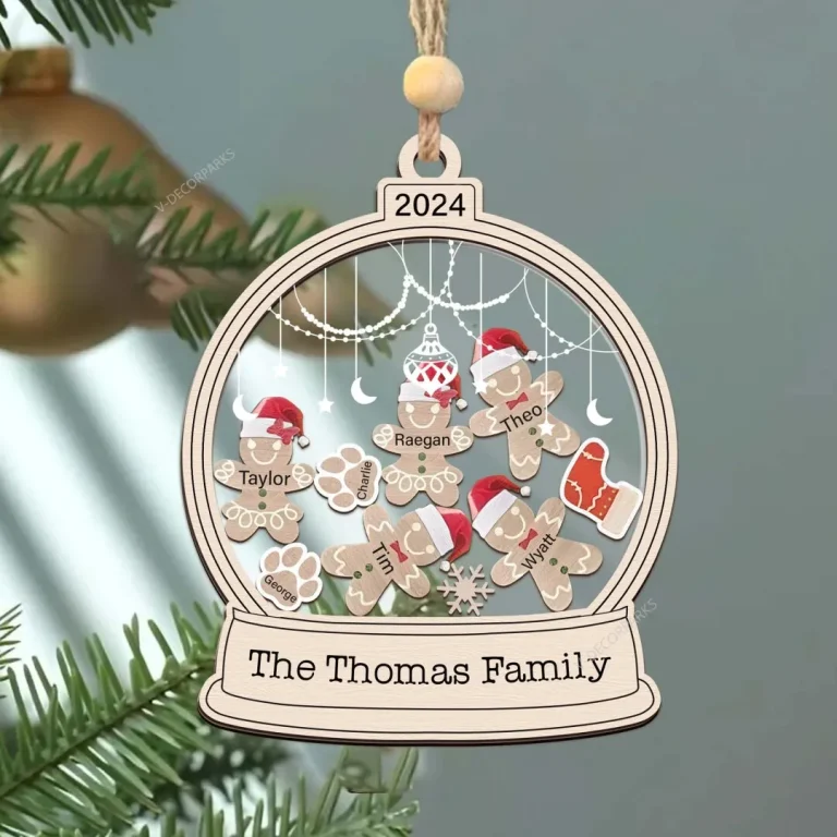 Personalized Gingerbread Family Ornament, 4d Shake Customized Cookie Gingerbread Family Ornament Gift, Custom Family Christmas Ornament 2024