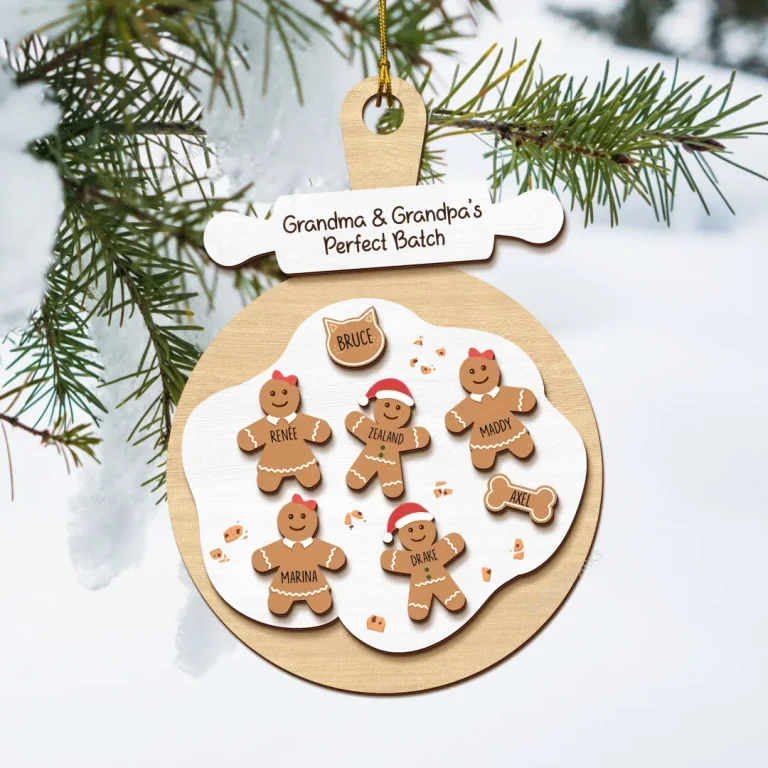 Customized Gingerbread Family Christmas Ornament, Grandma & Grandpa's Perfect Batch Ornament, Custom Family Ornament, Grandparents Ornament