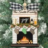 Personalized Family Stocking Fireplace Christmas Ornament, Custom Family Name Christmas Ornament, Custom Stocking Family Fireplace Ornament,