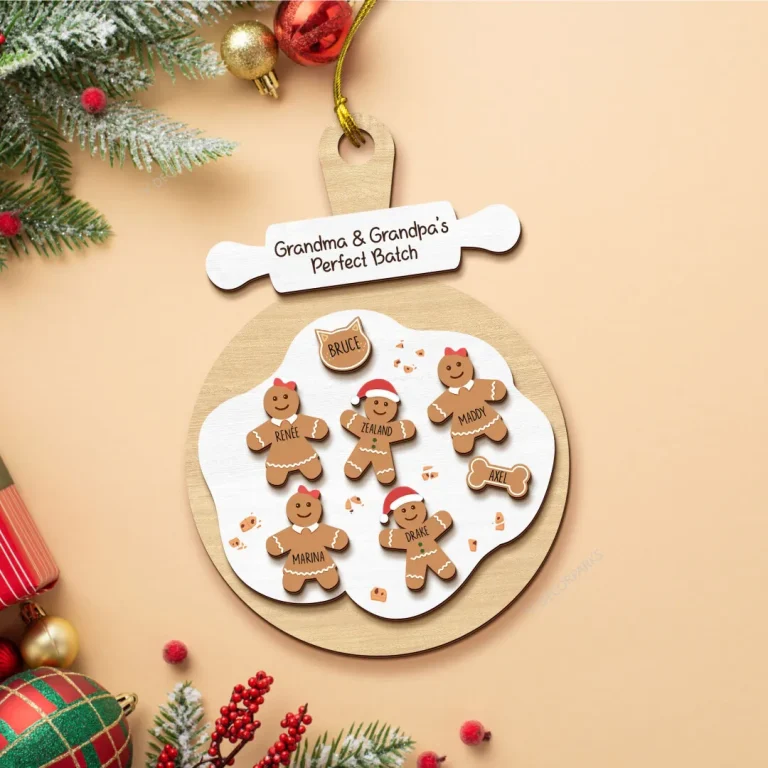 Customized Gingerbread Family Christmas Ornament, Grandma & Grandpa's Perfect Batch Ornament, Custom Family Ornament, Grandparents Ornament